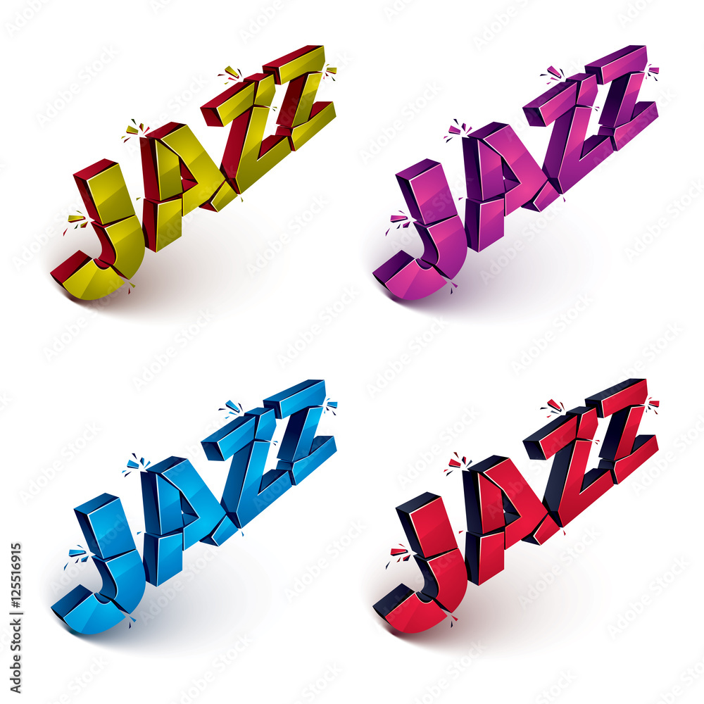 Fototapete collection of 3d shattered vector jazz word created with refract