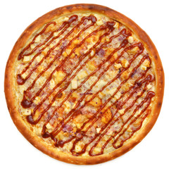 Tasty, flavorful pizza isolated on white background