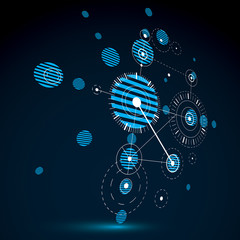 Fototapeta premium Bauhaus art dimensional composition, perspective blue modular ve