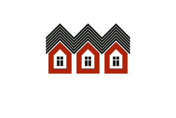 Simple cottages vector illustration, country houses, for use in