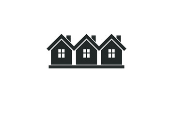 Simple monochrome cottages vector illustration, black and white