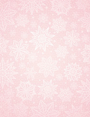 Pink christmas background with snowflakes and stars, vector illu