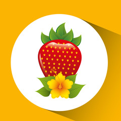 delicious strawberry and yellow flower vector illustration eps 10