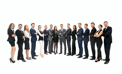 Obraz premium Business group in a row isolated over a white background