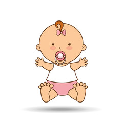 happy baby girl pacifier icon graphic vector illustration eps 10