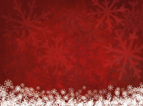 white snowflakes on red christmas background