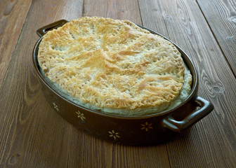 Corned beef and potato pie . old favourite dating back to the 19th Century.