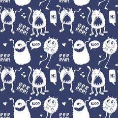 Monsters seamless pattern. © Martyshova