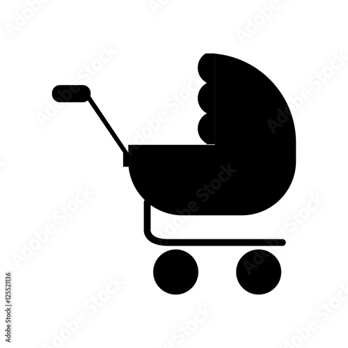 Download "silhouette of baby stroller icon over white background ...