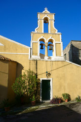 Fototapeta na wymiar Church in Pelekas, Corfu Trail, Greece