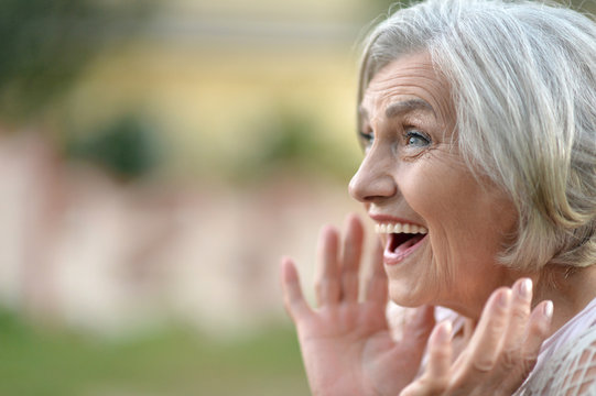 exited senior woman