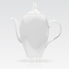 Teapot. White fine porcelain