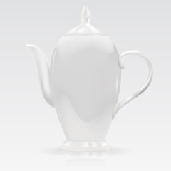 Teapot. White fine porcelain