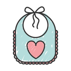 beautiful baby bib with heart icon over white background. vector illustration