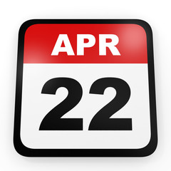 April 22. Calendar on white background.