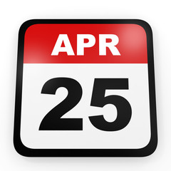 April 25. Calendar on white background.