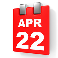 April 22. Calendar on white background.