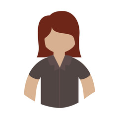 avatar female woman cartoon wearing brown shirt over white background. vector illustration