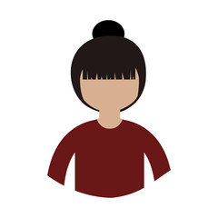 avatar female woman cartoon wearing red shirt over white background. vector illustration