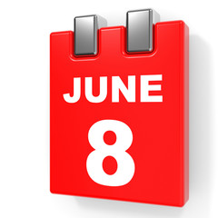 June 8. Calendar on white background.