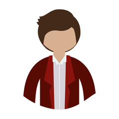 avatar male man cartoon wearing ered jacket and white shirt over white background. vector illustration
