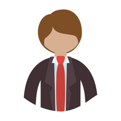 avatar male man cartoon wearing suit and red tie over white background. vector illustration