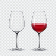 Set transparent vector wine glasses