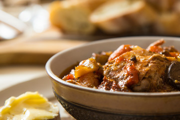 delicious chicken cacciatore close up