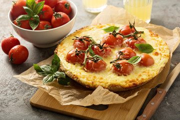 Savory cheese tart with cherry tomatoes