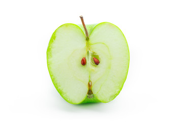 Sliced Green apple isolated on the white background