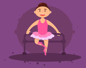 Sweet girl ballerina in training. Vector illustration