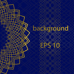 Blue background with gold ornament and pattern in East style