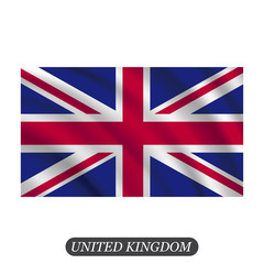 Waving UK flag on a white background. Vector illustration