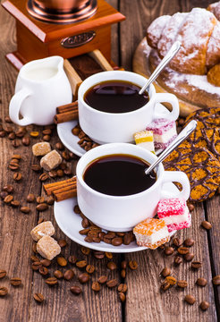 coffee cup and coffee beans