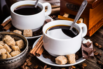 coffee cup and coffee beans