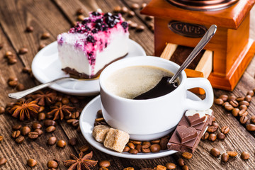 coffee cup and coffee beans
