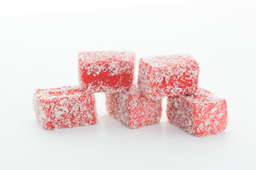 Tasty Turkish delight isolated on white