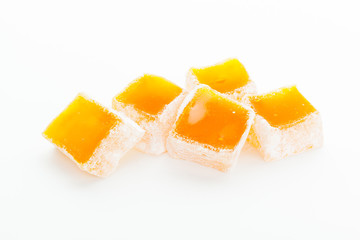 Tasty Turkish delight isolated on white