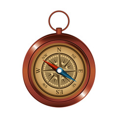 antique compass navigation device over white background. vector illustration