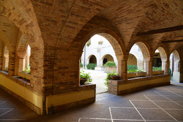 cloister with brick arches