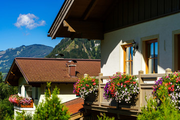 Fototapeta na wymiar Guesthouse in calm place, mountains and nature, Austria