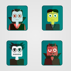Set of avatars on a Halloween theme.