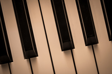 Naklejka premium piano keys close-up, musical instrument