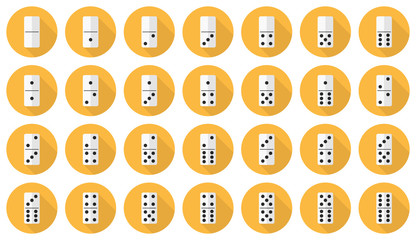 Double-six dominoes flat vector icon set