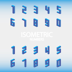 Set of isometric numbers blue.