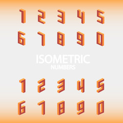 Set of isometric numbers orange.