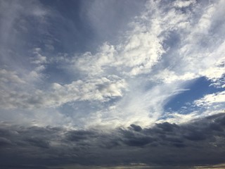 View of dark clouds before rain storm outdoors background
