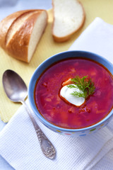 Borsch - traditional Ukrainian beetroot and cabbage soup