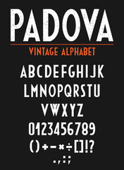 Fototapeta premium Retro Vintage Alphabet with letters, numbers and orthographic signs