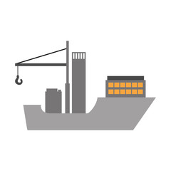 cargo ship with hook equipment. aquatic vehicle over white background. vector illustration